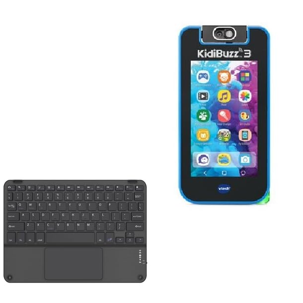 BoxWave Keyboard Compatible with VTech KidiBuzz 3 - SlimKeys Bluetooth Keyboard with Trackpad, Portable Slim TouchPad - Jet Black