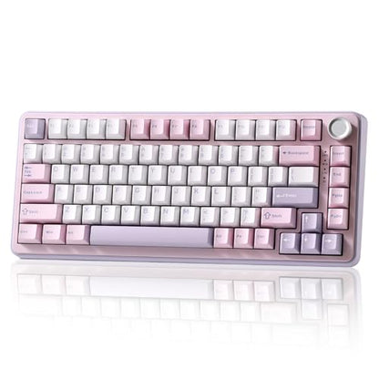 YUNZII B75 PRO Wireless Mechanical Gaming Keyboard | Custom 75% Layout with Knob,Gasket Mount,Hot Swap,Creamy Pre-lubed Switch,BT/USB-C/2.4G(Cocoa Cream V2 Switch,Purple) - color: Purple, size: Cocoa Cream V2 Switch