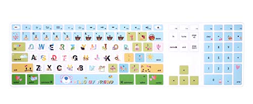 HRH for iMac G6 MB110LL/B and MB110LL/A A1243 Keyboard with Numeric Keypad NumberPad Print with: Cartoon Animal World Design Silicone Keyboard Skin Cover [US Layout] - color: Z1-Cartoonanimal world