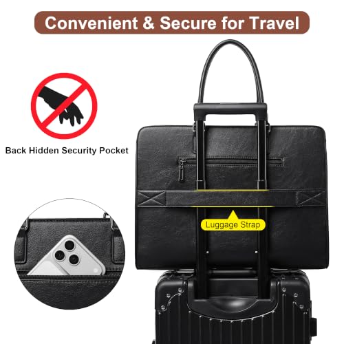Laptop Bag for Women,Water-Resistant Work Bag Laptop Tote Bag,Briefcase with Satchel Purse - color: Black