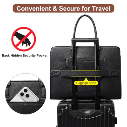 Laptop Bag for Women,Water-Resistant Work Bag Laptop Tote Bag,Briefcase with Satchel Purse - color: Black