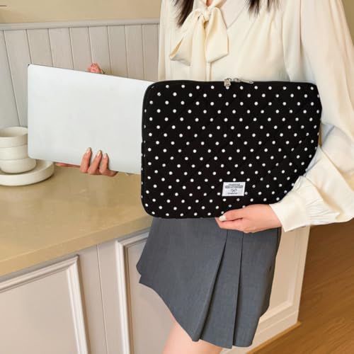Cute Bow Puffy Laptop Sleeve 13-15 Inch Cute Quilted Laptop Protective Case Padded Bow Computer Sleeve for MacBook (Polka dots Purple, 13inch) - color: polka dots purple, size: 13inch
