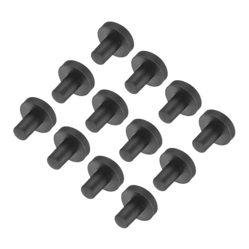uxcell High Temp Silicone Plug Mount Dia 4mm/0.16 inch t Shaped Rubber Stopper Hole Plugs for Powder Coating Plating Waterproof Plugs Sealing Plugs Black Pack of 12(OD 9.5mm) - size: 4x9.5mm
