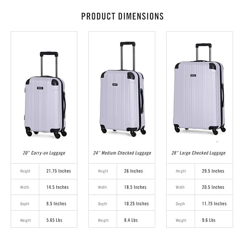 Kenneth Cole REACTION Out of Bounds Lightweight Hardshell 4-Wheel Spinner Luggage, Lavender, 2-Piece Set (20" & 28") - color: Lavender, size: 2-Piece Set (20" & 28")