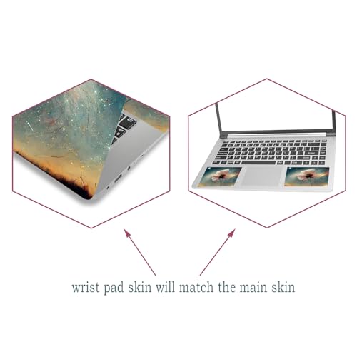 Laptop Decal Sticker Skin Cover, 12" 13.1" 13.3" 14" 15" 15.4" 15.6" Laptop Netbook Vinyl Art Skin Sticker Cover Notebook PC Protector (2 Wrist Pad Included), Removable Reusable, Floral Stars - color: Floral Stars