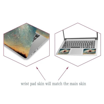 Laptop Decal Sticker Skin Cover, 12" 13.1" 13.3" 14" 15" 15.4" 15.6" Laptop Netbook Vinyl Art Skin Sticker Cover Notebook PC Protector (2 Wrist Pad Included), Removable Reusable, Floral Stars - color: Floral Stars