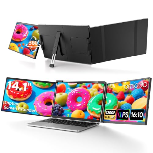 14" FHD 1200P IPS Laptop Screen Extender Fits 14"-17.3" Laptops | Triple Portable Monitor for Laptop, Plug & Play Dual Screen Compatible with Win, Mac, Android&Chrome OS