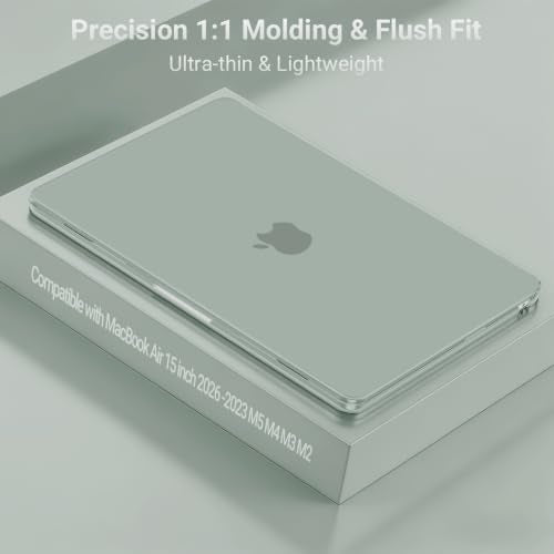 MOSISO Compatible with MacBook Air 15 inch Case M5 2026 M4 M3 M2 2025-2023 | A3448 A3241 A3114 A2941, Scratch-Resistant Protective Hard Shell Case&Keyboard Cover&ScreenFilm&Pouch, Antique Green - color: Antique Green
