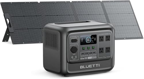 BLUETTI Elite 100 V2 Solar Generator with 200W Solar Panel Included (Ships Separately), Portable Power Station 1024Wh w/ 4 1800W AC Outlets, 35% Smaller, Ideal for Camping, Emergencies, Backup Power - style: BLUETTI Elite 100 V2+200W