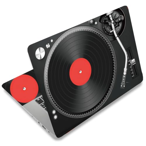 SUPERDANT Vintage Vinyl Record Laptop Skin Music Theme Laptop Sticker PVC Computer Stickers Dustproof Waterproof Art Decal Protector 12" 13" 13.3" 14" 15" 15.4" 15.6" Notebook Art Decal Black Red