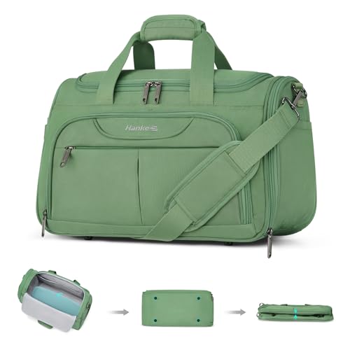 Hanke Small Underseat Carry On Luggage Bags for Travel with 10 Pockets. | Airline Approved Foldable Personal Bag w/ Luggage Sleeve; Tote Duffle & Bento Bag, Flight Attendant Weekender for Men & Women - color: Forest Green, size: Underseat Carry-On