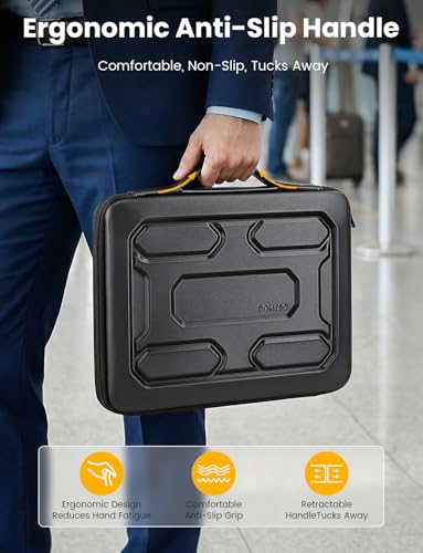 DOMISO Laptop Hard Case 14-14.4 inch Waterproof Shockproof Hard Shell Laptop Sleeve with Handle & Storage Pocket, Compatible with MacBook, HP, Dell, Black - color: Black, size: 14 inch