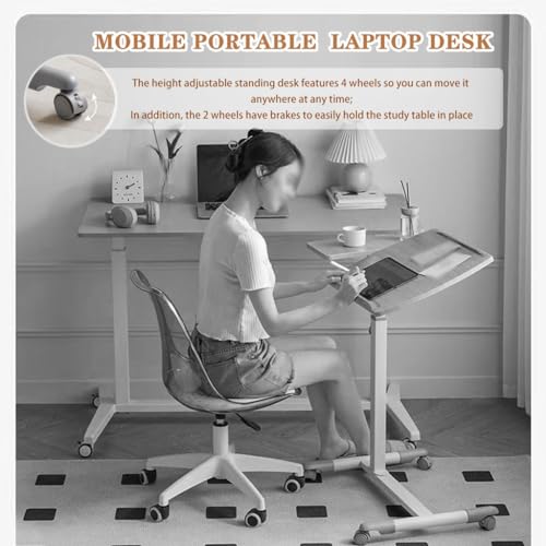 Tiltable Tabletop Standing Desk, Height Adjustable Sit Stand Table, Multifunctional Sofa Side Table, Mobile Laptop Desk, Easy to Install(Coffee Color) - color: Coffee Color