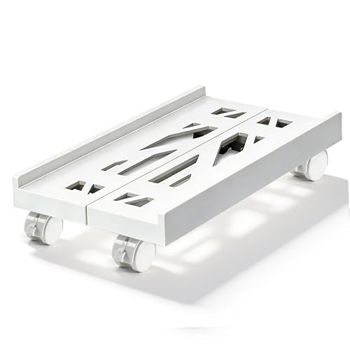 Computer Tower Stand, Adjustable Mobile CPU Stand with 4 Rolling Caster Wheels, PC Tower Stand Fits Most PC Under Desk-White - color: White