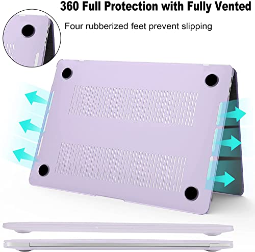 B BELK for MacBook Air 13.3 inch Case A2337 A2179 A1932 Lavender Purple | MacBook Air Case 2021 2020 2019 2018 M1 Chip Touch ID, Plastic Laptop Hard Shell + 2 Keyboard Covers + Screen Protector - color: Lavender Purple