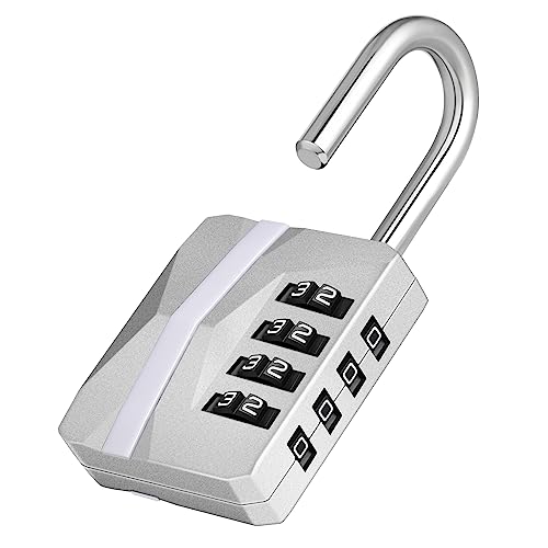 ZHEGE Locker Lock, 4 Digit Combination Lock Gym Lock & White Code (Silver) | Heavy Duty Combo Padlock Outdoor for Gate, Fence, Shed, Garage, School Locks - color: 1P, New Silver, size: 1P
