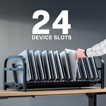 VIVO 24-Bay Laptop and Tablet Open Charging Station, Multi Device Charging Organizer, Chromebook Charging Station for Classroom, Devices up to 14 inches, Black, STAND-LAPC24 - size: 24-Bay