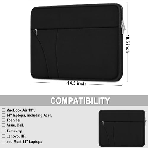 Laptop Case 13.3 inch Shockproof Protective Carrying Briefcase Computer Bag | Laptop Sleeve with Zippered Pocket, Slim Computer Sleeve Compatible for MacBook Air Pro 13.3 inch 14 inch, Dell, HP, Black - color: Black, size: 13.3 inch