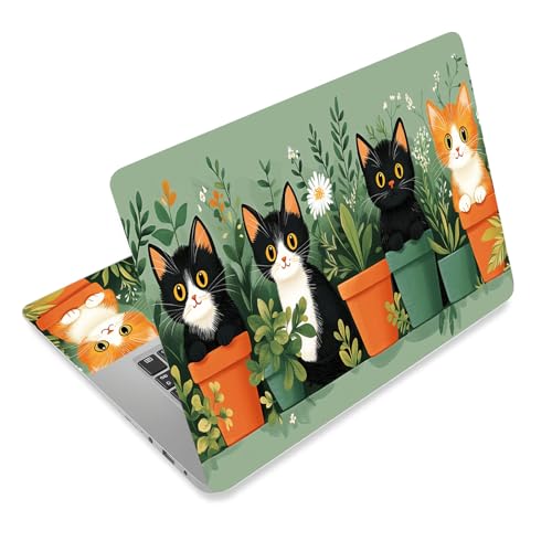 Laptop Skin Sticker Decal for 12 13 13.3 14 15 15.6 in, Universal Vinyl Waterresistant Protector Cover for Notebook PC Netbook, Computer Decor for Women Girls Cute Garden Cats - color: Cute Garden Cats