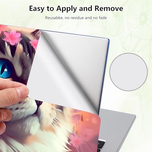 Laptop Skin Sticker Decal, Universal Reusable Vinyl Laptop Cover for 12" 13" 13.3" 14" 15" 15.4" 15.6" Notebook PC, Reusable Waterproof Scratch-Resistant with 2 Wrist Pads,Cat Butterflies - color: Cat Butterflies