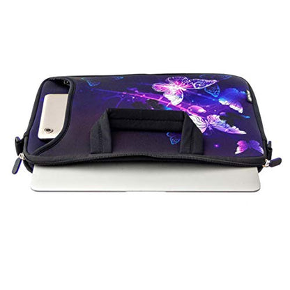 11 11.6 12 12.5 13 inches Laptop/Chromebook/PC Messenger Bag Tablet Travel Case Neoprene Handle Sleeve with Shoulder (11-13.3 inch, Butterflies) - color: Butterflies, size: 11-13.3 inch