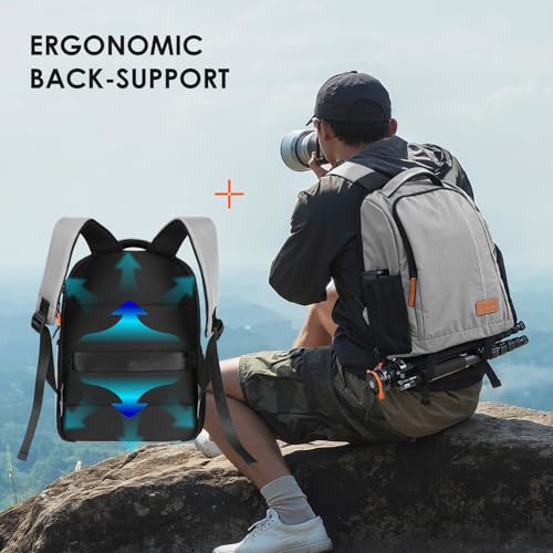 TARION Camera Backpack for Photographers Compact 15L, TB04 Grey | 15 Inch Laptop Compartment, Side Access Quick Draw, Anti-theft Hidden Pocket, Tripod Holder, Rain Cover, Travel-Friendly - color: Grey