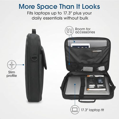 MANHATTAN Laptop Shoulder Bag Carrying Case – Slim Briefcase Style, Clamshell Opening, Padded Compartments–3 Yr Mfg Warranty - size: 15.6 Inch