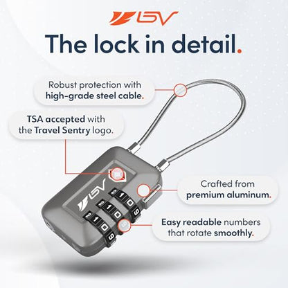 TSA Accepted Luggage Travel Lock, Set-Your-Own Combination Lock for School Gym Locker, Luggage Suitcase Baggage Locks, Filing Cabinets, Toolbox, Case (Slate Gray, 4 Pack) - color: Slate Gray 4-Pack