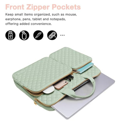 MOSISO 360 Protective Laptop Case 16 inch,15-15.6 inch Laptop Sleeve | Compatible with MacBook Pro 16 M5 M4 M3 M2 M1 HP Acer Dell Lenovo,Square Quilted Bag with 2 Pockets&Handle&Belt, Sage Green - color: Sage Green, size: 16 inch
