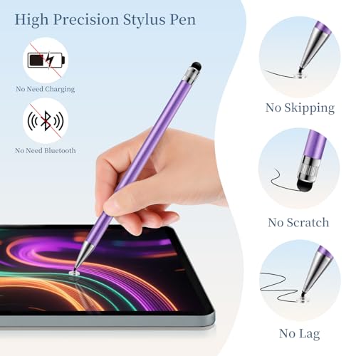 ChaoQ Stylus Pen for Touchscreen 6pcs 2-in-1 Stylus Pen for iPad iPhone | High Sensitivity and Precision Suitable for iPad iPhone Android Tablets and All Touch Screens - (Purple) - color: 6 Purple