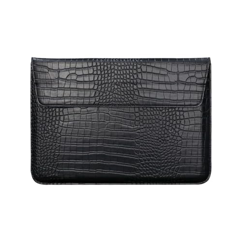 Black Crocodile Leather Sleeve for 13-13.6" Laptops, Stand Function | Soft Plush Lining Prevents Scratches. Perfect for Business Travel & Commute. Fits MacBook Neo 13/Air/Pro 13, HP, Dell & More - color: Black