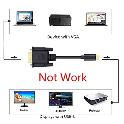 USB 3.1 Type C USB-C Source to VGA RGB 1080P Displays Male Monitor Cable for Laptop 1.8m - style: USB-C to VGA
