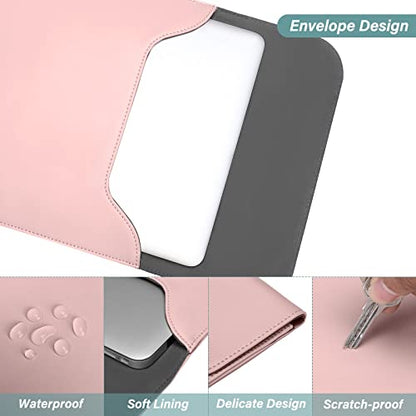 MOSISO Laptop Case 13.3 inch, 13-13.3 inch Laptop Sleeve Compatible with MacBook Neo 13 A18 Pro A3404 /Air 13/Pro 13/Pro 14 M5 M4 M3 M2 M1, Faux Suede Leather Case with Small Bag, Pink - color: Pink