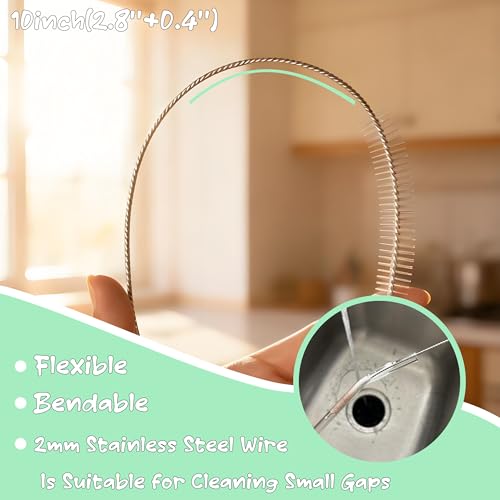 Straw Brush Cleaner Set,Straw Cleaner Brush Long 10 Inch | Straw Cleaner with 2mm and 3mm Thick Stainless Steel Wires, Heavy-Duty Straw Cleaning Brush for Baby Bottles(6-Pack)