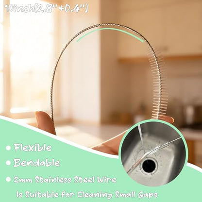 Straw Brush Cleaner Set,Straw Cleaner Brush Long 10 Inch | Straw Cleaner with 2mm and 3mm Thick Stainless Steel Wires, Heavy-Duty Straw Cleaning Brush for Baby Bottles(6-Pack)