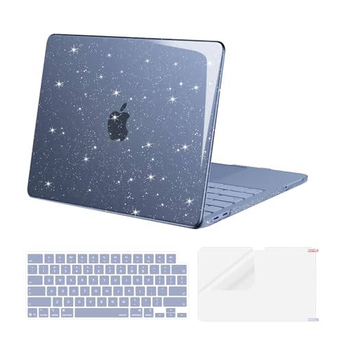 MOSISO Glitter Cover Compatible with MacBook Neo Case 13 inch 2026 Release Model A3404 with A18 Pro Chip, Crack-Resistant Protective Sparkly Hard Shell Case&Keyboard Cover&Screen Film, Indigo - color: Indigo