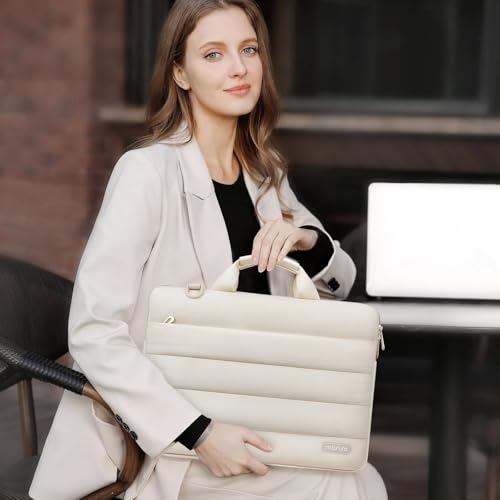 MOSISO Laptop Bag for Women, Computer Bags | Puffy Sleeve Case Laptop Shoulder Bag with Handle&Pocket