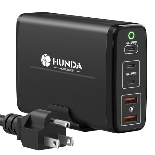 HUNDA 245W USB C Charger GaN Charging Station Desktop 5 Ports PD 140W MacBook Charger Fast Adapter Support PD3.1/PPS 45W /QC5 for MacBook Pro/Air,Dell,HP,Lenovo,Surface,iPhone,iPad,Galaxy etc