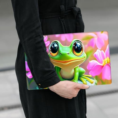 Laptop Skin Sticker Decal 12" 13" 13.3" 14" 15" 15.6",Waterproof Scratch Resistant Vinyl,Reusable Easy to Apply,for MacBook HP Dell Notebooks Netbooks Laptop,2 Wrist Pads,Flower Cute Frog - color: Flower Cute Frog