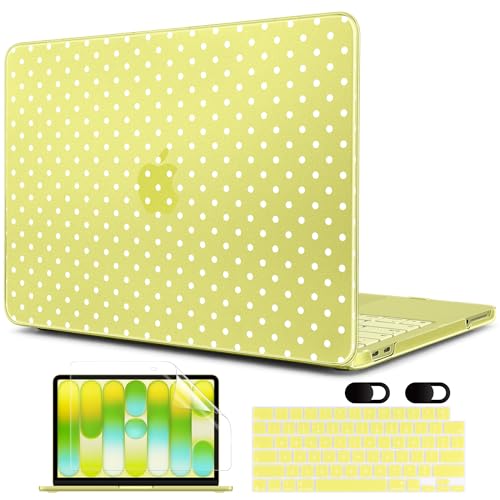 MEEgoodo Printed Case for New MacBook Neo 13 inch 2026 Release(Fit Model A3404), Laptop Hard Shell Cases with Keyboard Skin & Screen Protector & Webcam Covers, Citrus & White Polka Dots - color: Citrus & White Polka Dots