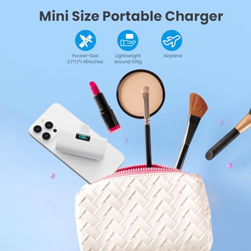 Mini Portable Charger for iPhone 17/16,Upgraded 5500mAh PD USB C Power Bank,Travel Essentials Pocket Phone Charger Battery Pack for iPhone 17/17 Pro Max/16/16 Pro/15 Series,Samsung Galaxy Android etc - color: White