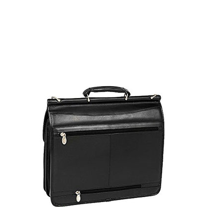 McKlein, V Series, Halsted, Top Grain Cowhide Leather, 15" Leather Double Compartment Laptop Briefcase, Black (80335)