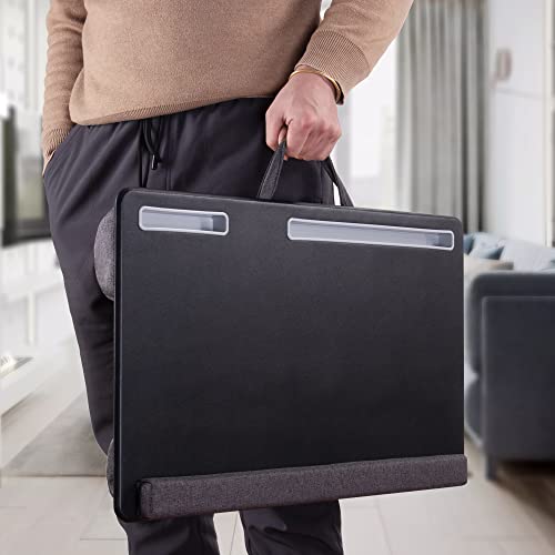 Extra Large Lap Laptop Desk - Full PU Material Mouse Pad Gaming Tray - Portable LapDesk with Phone Holder & Wrist Rest for Notebook, MacBook, Tablet, Bed, Sofa(Black, Fit Up 17.3-in Laptops) - color: Black