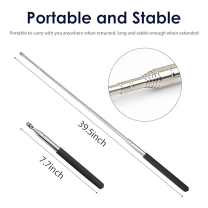 Retractable Teacher Pointer 𝟑𝟗.𝟓'', Pointer Stick with 𝗦𝘁𝘆𝗹𝘂𝘀 Smooth Sensitive Tablet Pen Stylus Pen, Teacher Coach Presenter Pointer Black - color: Black