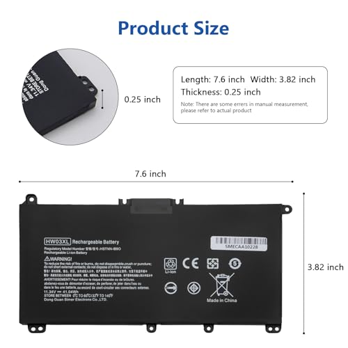 DJW HW03XL Battery Replacement for HP Pavilion 15-EG 15-EG0055NR 15-EG0067ST 15-EG0048NR 15-EH 15-EH1005NS 15-EH0177NG 15-EH0006NX 15T-EG 15Z-EH 17-CN 17-CP Series L96887-421 L96887-AC1 L96887-2B1 - size: HW03XL