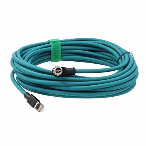 M12 Ethernet Cable for Microscan Hawk MV-4000 Cognex 2800 370 Camera Sensor Reader, 8 Pin X Coded to RJ45 CAT-7e (8m) - size: 8m