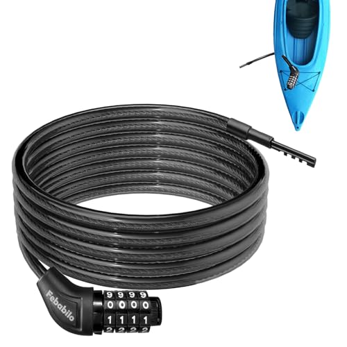 Long Cable Lock, Extra Long Straight Bike Lock (3ft to 25ft) with Resettable Combination, Kayak Locks, Unique Thin end Cable Locks Suitable Kayak, Scooter, Paddle Boards, Canoe, Jet Ski - size: 6 Ft Long, 10 mm Thick