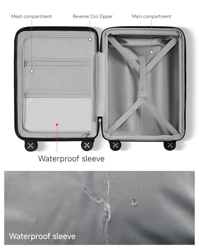 LUGGEX Carry On Front Pocket Suitcase, 22x14x9 Airline Approved, Blue, 20" | Carry On Luggage, 22x14x9 Airline Approved, Front Opening, Front Pocket, TSA Lock, Spinner Wheels - color: Blue, size: Carry-On 20-Inch