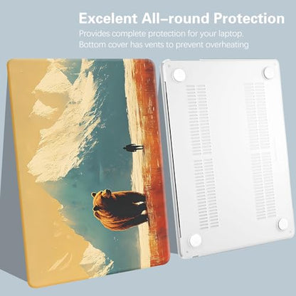 Case for MacBook Air 13 inch 2021 2020 2019 2018 M1 A2337 A2179 A1932, Protective Plastic Hardshell Case with Matching Keyboard Cover, Cute Bear - color: Bear