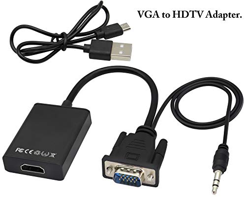 VGA to HDMI Converter Adapter, Output 1080P VGA Male to HDMI Female Audio Video Cable Converter Adapter, for Computer, Laptop, Projector, HDTV with Audio Cable and USB Cable (Black) - color: VGA M/F